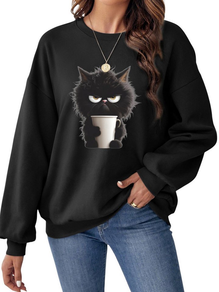 PYLIKE Sweatshirt Lockeres Damen Oversized Sweatshirt, Lässiger mit Dropped Shoulders Bequem für Herbst & Winter von PYLIKE