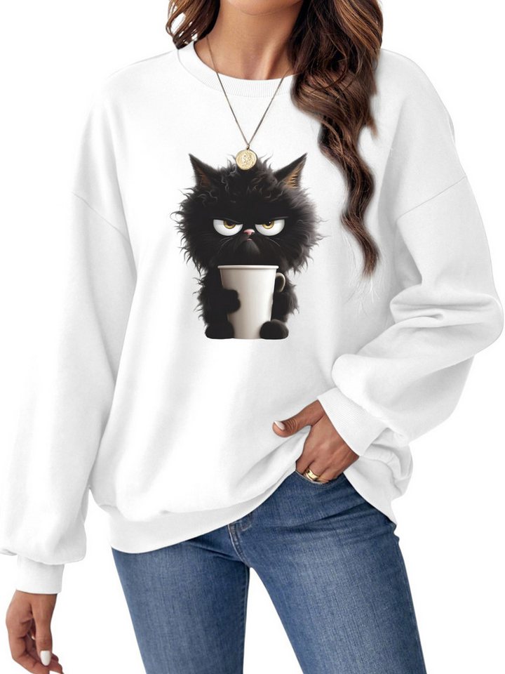 PYLIKE Sweatshirt Lockeres Damen Oversized Sweatshirt, Lässiger mit Dropped Shoulders Bequem für Herbst & Winter von PYLIKE