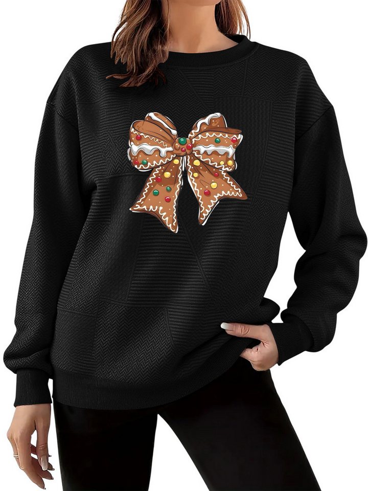 PYLIKE Sweatshirt Weihnachten Damen-Pullover mit Weitschnitt und Drop-Shoulder Feiner Strukturstoff,Warm in Herbst & Winter von PYLIKE