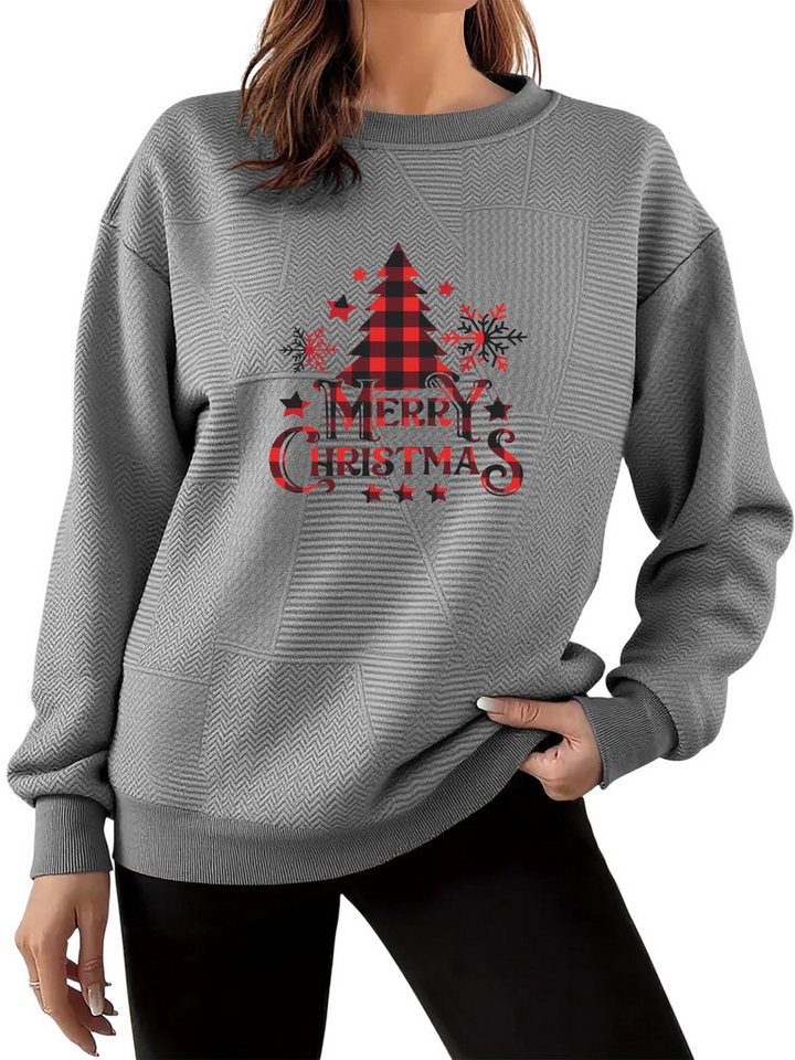 PYLIKE Sweatshirt Weihnachten-Sweatshirt für Damen mit Print, Weitschnitt Feiner Strukturstoff,Warm in Herbst & Winter PYLIKE Sweatshirt Weihnachten-Sweatshirt für Damen mit Print, Weitschnitt Feiner Strukturstoff,Warm in Herbst & Winter von PYLIKE