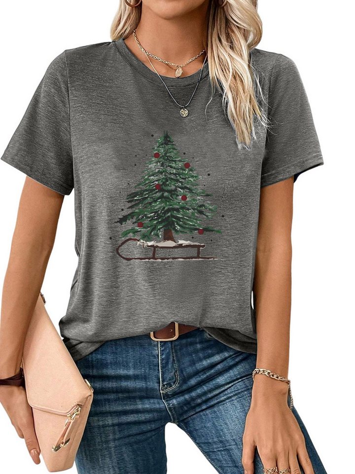 PYLIKE T-Shirt Shirts Damen festlich Weihnachtsbaum Ausgefallene bequemes t shirt Weihnachten Special Feiertag tragen von PYLIKE