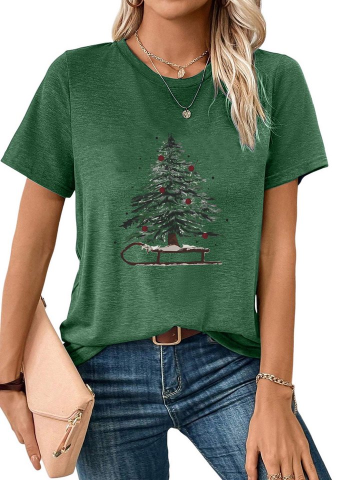 PYLIKE T-Shirt Shirts Damen festlich Weihnachtsbaum Ausgefallene bequemes t shirt Weihnachten Special Feiertag tragen von PYLIKE