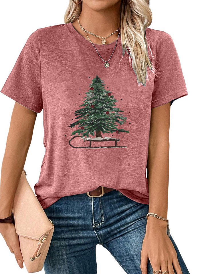 PYLIKE T-Shirt Shirts Damen festlich Weihnachtsbaum Ausgefallene bequemes t shirt Weihnachten Special Feiertag tragen von PYLIKE