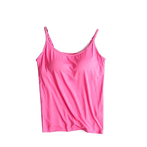 Camisole mit Regal-BH f?r Damen, Camisole Tops mit integriertem BH, einfarbig, Camisole, Weste, schlankes Sommer-Tanktop von PYLTT