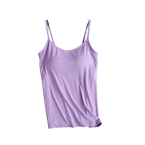 Camisole mit Regal-BH f?r Damen, Camisole Tops mit integriertem BH, einfarbig, Camisole, Weste, schlankes Sommer-Tanktop von PYLTT