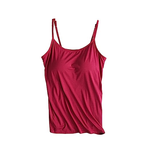 Camisole mit Regal-BH f?r Damen, Camisole Tops mit integriertem BH, einfarbig, Camisole, Weste, schlankes Sommer-Tanktop von PYLTT