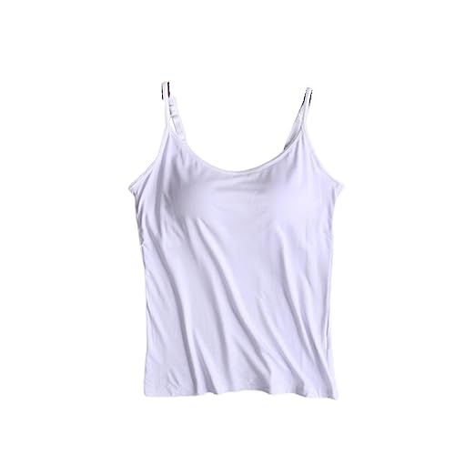 Camisole mit Regal-BH f?r Damen, Camisole Tops mit integriertem BH, einfarbig, Camisole, Weste, schlankes Sommer-Tanktop von PYLTT