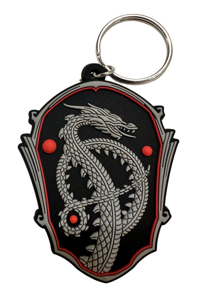 PYRAMID Schlüsselanhänger Schlüsselanhänger 6cm Kinder Anhänger keychain Wappen grau schwarz rot, Banner Schlüsselanhänger House of the Dragon Game of Thrones von PYRAMID