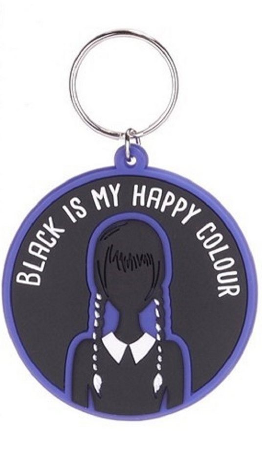 PYRAMID Schlüsselanhänger Schlüsselanhänger 6cm Kinder Anhänger keychain Wednesday Rund schwarz, Wednesday Wednes Adams family Familie von PYRAMID