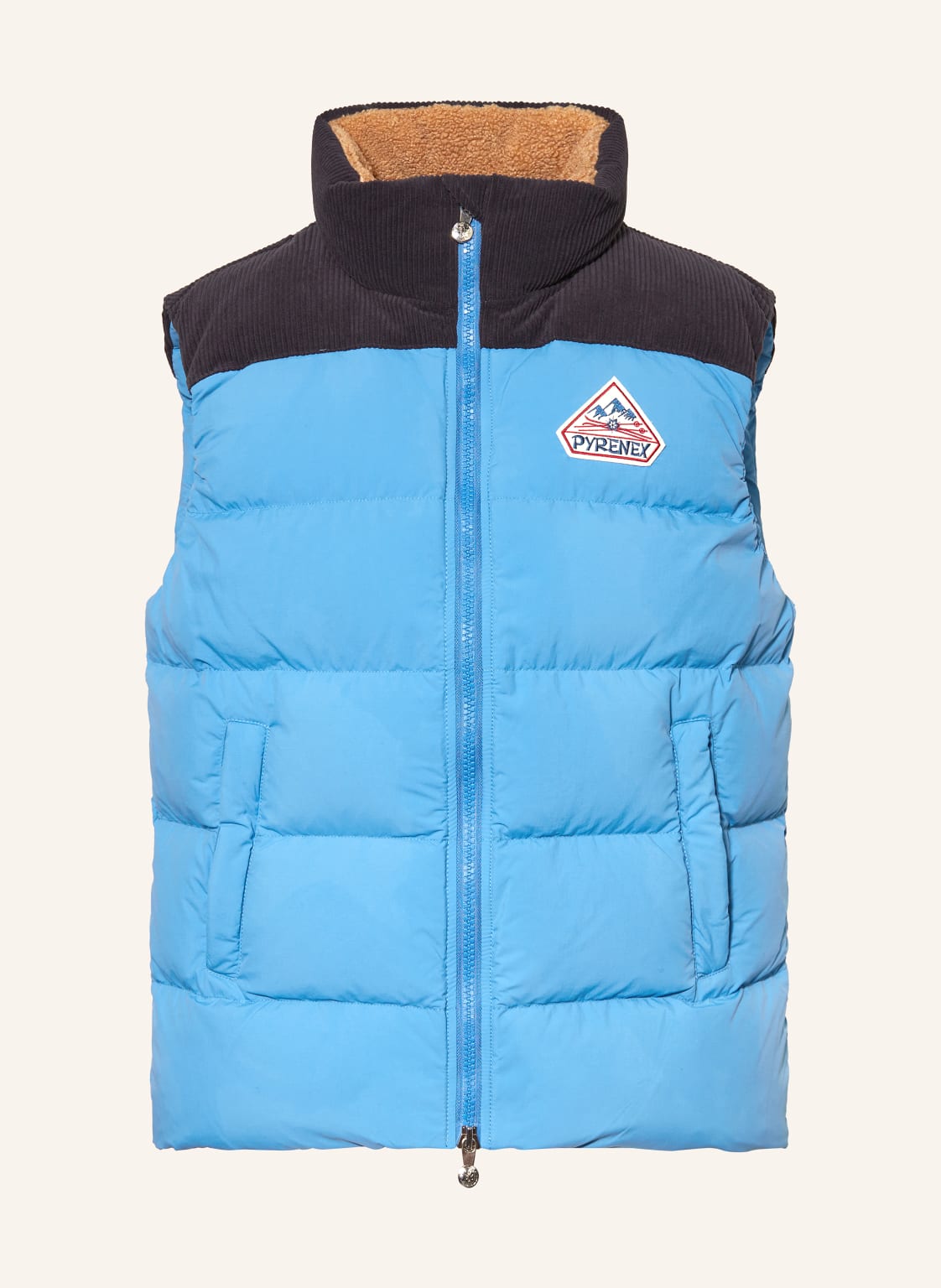 Pyrenex Daunenweste Retro John Im Materialmix blau von PYRENEX