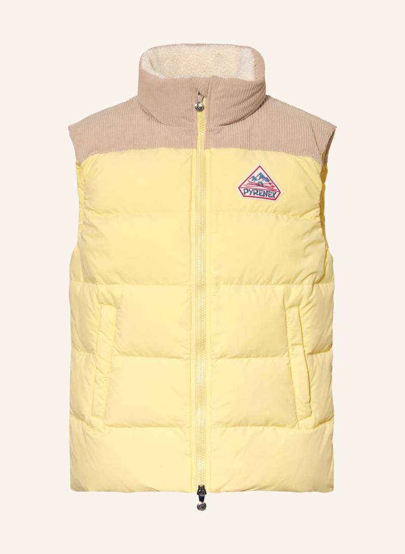 Pyrenex Daunenweste Retro John Im Materialmix gelb von PYRENEX
