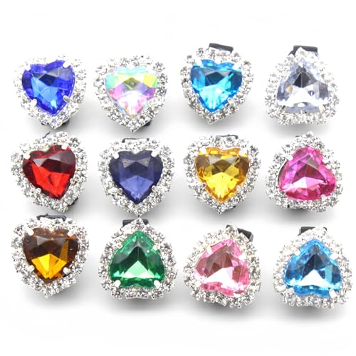 PYRUVAE 12 Stück Schnürsenkel Charms Strass Kristall Schnürsenkel Knöpfe mit Kunststoffschnalle Rückseite Dekorationen Charms Schuhe Clips Zubehör für Mädchen Frauen Geburtstag(12 Farben von PYRUVAE