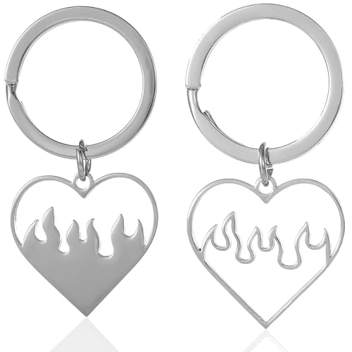 PYRUVAE 2 Stück Paar Schlüsselanhänger Paare Pärchen Schlüsselanhänger Edelstahl Schlüsselbund Schlüsselring Keychain Freundschaft Geschenke für Herren Damen von PYRUVAE