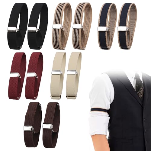 PYSEOSISE Ärmelhalter Verstellbar, 6 Paar Anti Rutsch Hemd Hülsenhalter, Universal Hemdhalter Hemd Ärmelhalter Anti Rutsch Armband für Damen und Herren Feste Ärmel von PYSEOSISE