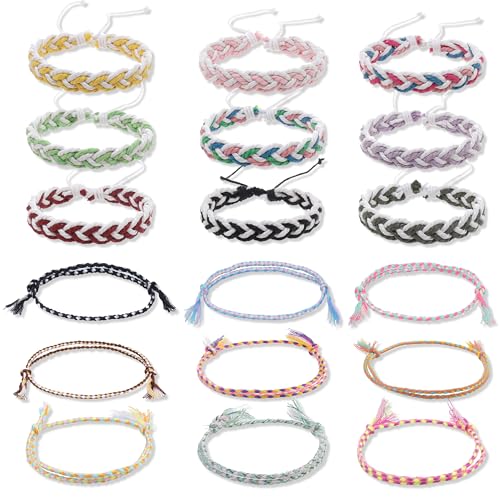 PYSEOSISE Freundschaftsarmband, 18 Stück Gewebte Armbänder, Mehrfarbig Freundschaft Armbänder Geflochtenes Armband Verstellbar Freundschaftsbänder für Damen und Herren von PYSEOSISE