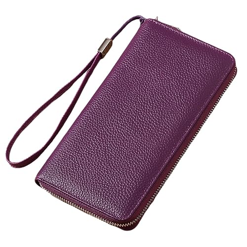 Damen-Geldbörsen aus, RFID-blockierend, mit umlaufendem Reißverschluss, Kreditkartenetui, Telefon-Clutch Damen Geldbörsen Klein (Purple, One Size) von PYUIYY