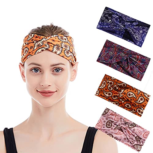 Frauen-Druck-Stirnband-elastischer Kopfwickel-Haarband-Bandana-Stirnband (Red, One Size) von PYUIYY