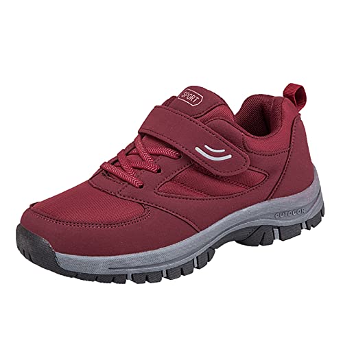 PYUIYY Damen Paar Schuhe Freizeitschuhe Mode flache Schnürung rutschfeste Freizeitschuhe Wanderschuhe Damenschuhe Herbst 42 (Red, 41) von PYUIYY