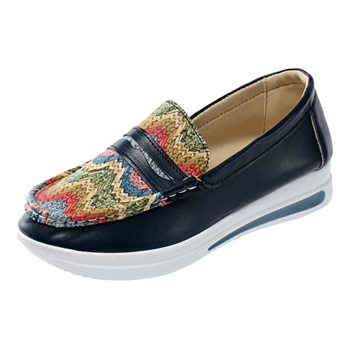PYUIYY Damenmode Leder Runde Zehe Low Top Überfuß Freizeitschuhe mit Dicker Sohle Sneakers Schuhe Damen von PYUIYY