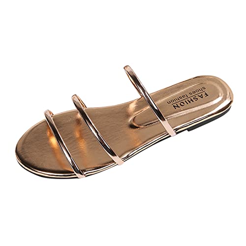 PYUIYY Damenmode Sommer einfarbig Riemen Kombination einfache flache Hausschuhe Hub Schuhe Damen von PYUIYY