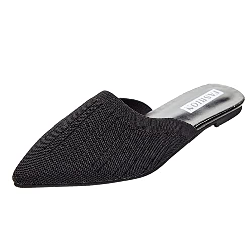 PYUIYY Frauen Atmungsaktive Zehen Ponited Beach Bequeme Sandalen Flache Mode Sommer Hausschuhe Schuhe Frauen Pantoffel Sexy Schuhe Damen Für Sex (Black, 38) von PYUIYY