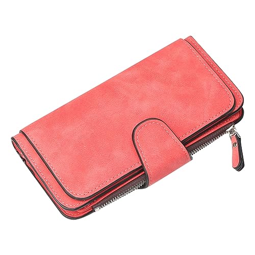 PYUIYY Frauen Bifold Wallet Clutch Kartenhalter Geldbörse Organizer Damen Geldbörse Geldbörse Multi Color Card Position Handytasche Brieftasche Herren Groß Ohne Münzfach (Red, One Size) von PYUIYY