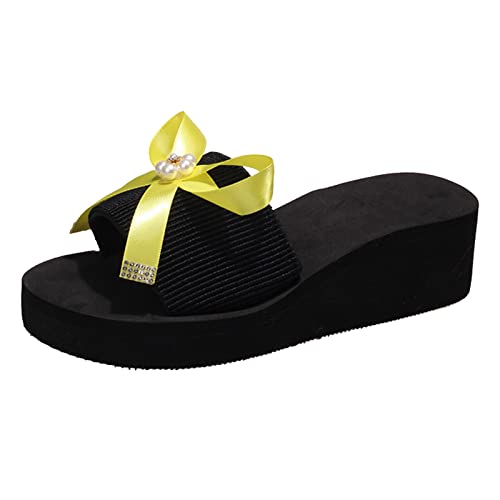 PYUIYY Mode Sommer Damen Hausschuhe Dicke Sohlen Keilabsatz Slip On Open Toe Atmungsaktiv Bequem Perlenband Schleife Strand Lässig Schuhe Damen Schwarz 42 PYUIYY Mode Sommer Damen Hausschuhe Dicke Sohlen Keilabsatz Slip On Open Toe Atmungsaktiv Bequem Perlenband Schleife Strand Lässig Schuhe Damen Schwarz 42 von PYUIYY