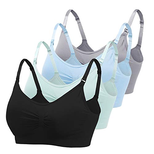 PYUIYY Sport BH Damen Bequeme Unterwäsche Atmungsaktives Brustpolster mit Sportunterwäsche BH ohne Bügel Bustier 3 Pcs 5er Pack Nahtloser Still BH Bra Tops(BMehrfarbig,XXL) von PYUIYY