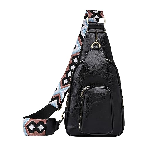 Stilvolle Schultertasche, Hüfttasche, Taille, einfarbiges Muster mit PU-, Umhängetasche, Reise, Sport, Umhängetasche Klein Taschen Damen Schwarz Shopper (Black, One Size) von PYUIYY