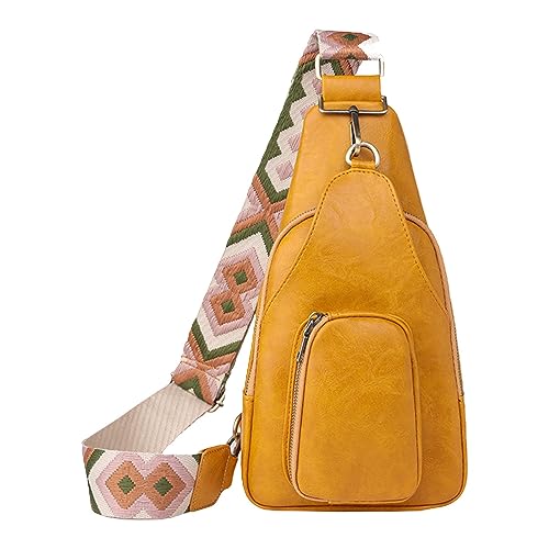 Stilvolle Schultertasche, Hüfttasche, Taille, einfarbiges Muster mit PU-, Umhängetasche, Reise, Sport, Umhängetasche Klein Taschen Damen Schwarz Shopper (Yellow, One Size) von PYUIYY