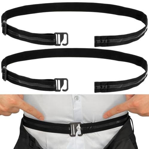 PZJOALN Hemd halter herren, Hemdschnalle mit verstellbarem, elastischem Hemdhalter, Hemd halter, Herren-Business-Hemden im Hosenbund verstaut für einen sauberen Look (2er-Pack, Schwarz) von PZJOALN