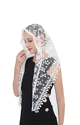 Brautschleier Chapel Bridal Wedding Tulle Women's Veil Multicolor 155x63cm(White 1) von PZOFERLIN