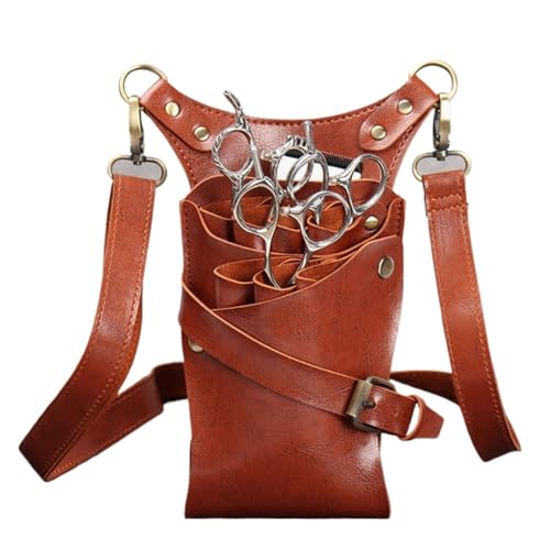 Friseurbedarf-Gürteltasche Aufbewahrungstasche Haarscheren-Holstertasche Stylist-Tools Taillen-Schultergurt for Männer Frauen Friseur Friseurtasche(Brown) von PZOFERLIN