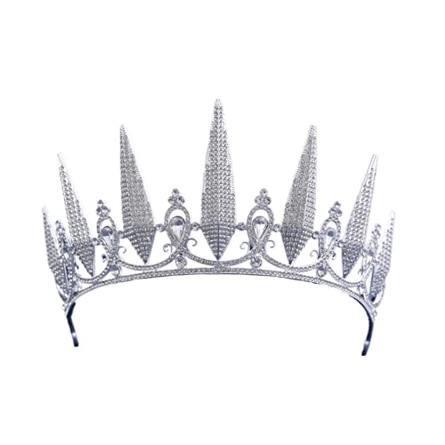 Krone Kronen-Diadem Mode Stirnbänder Brautkronen Crown Colors Prinzessin Königin Mädchen Kristall Tiara(Silver White) von PZOFERLIN
