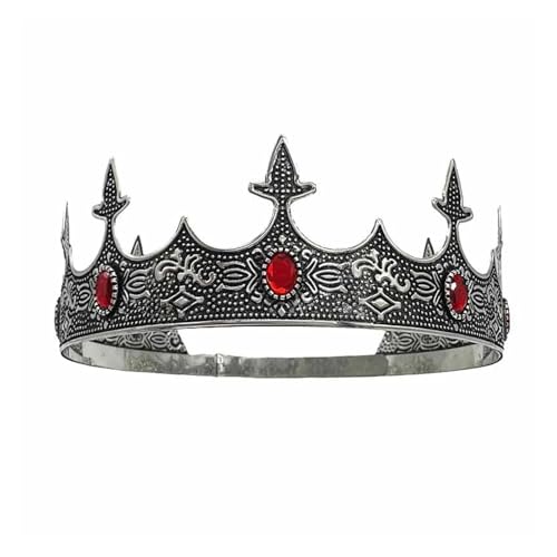 Krone Kronen-Diadem Mode Stirnbänder Brautkronen Crown Royal King Crown for Männer/Frauen – Prinzenkronen und Tiaras aus Metall(C6 S Red) von PZOFERLIN