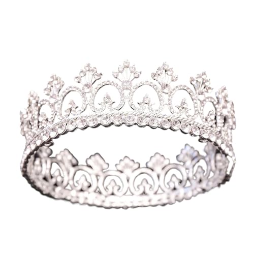 Krone Kronen-Diadem Mode Stirnbänder Brautkronen Crown Royal King Crown for Männer/Frauen – Prinzenkronen und Tiaras aus Metall(Silver) von PZOFERLIN