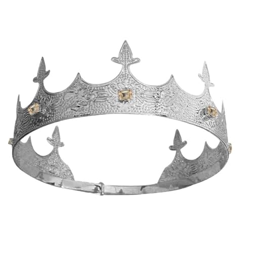 Krone Kronen-Diadem Mode Stirnbänder Brautkronen Krone, barocke Metallkrone mit Juwel, Geburtstagsparty-Tiara(Silver Champagne) von PZOFERLIN