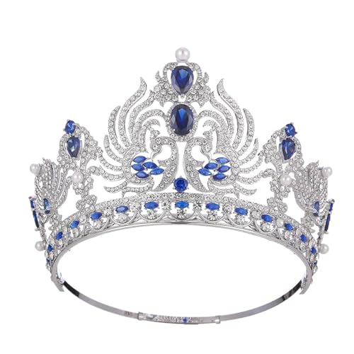 Krone Kronen-Diadem Mode Stirnbänder Brautkronen Krone Braut Kopfbedeckung Barock Zirkon Tiaras Geburtstag Königin Party, Mädchen Geburtstag Tiara(Blue) von PZOFERLIN