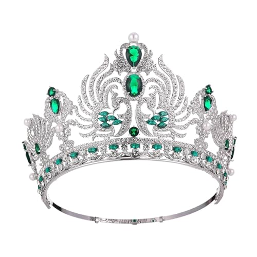 Krone Kronen-Diadem Mode Stirnbänder Brautkronen Krone Braut Kopfbedeckung Barock Zirkon Tiaras Geburtstag Königin Party, Mädchen Geburtstag Tiara(Green) von PZOFERLIN