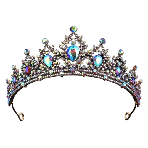 Krone Kronen-Diadem Mode Stirnbänder Brautkronen Krone elegante barocke Tiara for Frauen Hochzeit Mädchen Party Krone Haarschmuck(Purple Ab) von PZOFERLIN