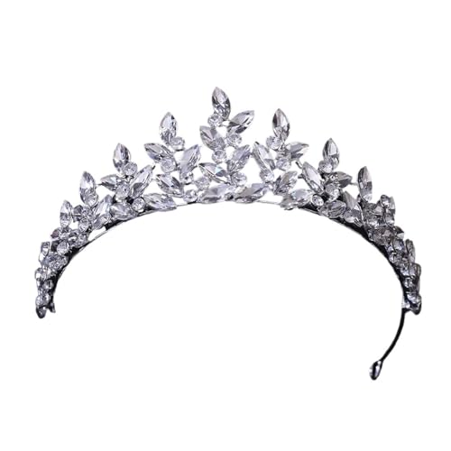 Krone Kronen-Diadem Mode Stirnbänder Brautkronen Krone elegante barocke Tiara for Frauen Hochzeit Mädchen Party Krone Haarschmuck(Silver) von PZOFERLIN