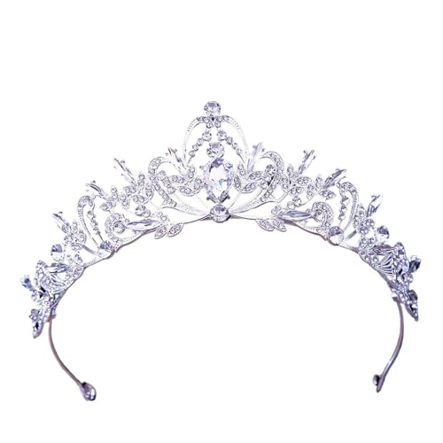 Krone Kronen-Diadem Mode Stirnbänder Brautkronen Krone elegante barocke Tiara for Frauen Hochzeit Mädchen Party Krone Haarschmuck(Silver) von PZOFERLIN