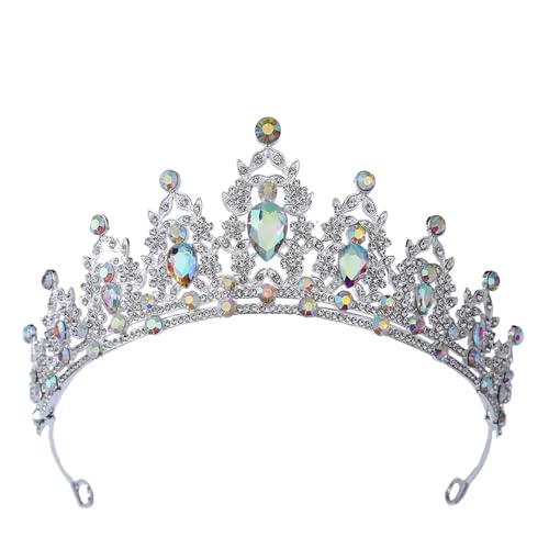 Krone Kronen-Diadem Mode Stirnbänder Brautkronen Krone elegante barocke Tiara for Frauen Hochzeit Mädchen Party Krone Haarschmuck(Silver Ab) von PZOFERLIN