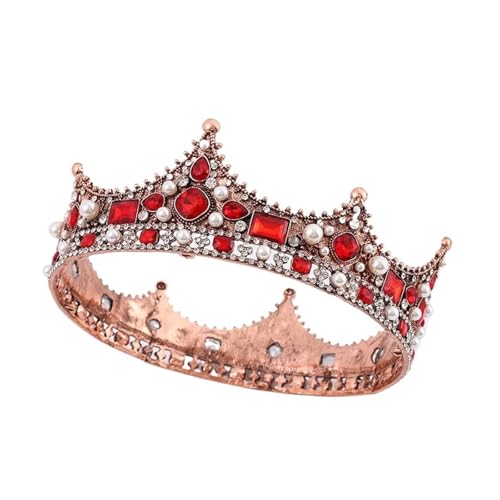 Krone Kronen-Diadem Mode Stirnbänder Brautkronen Vintage Barock Hof Prinzessin Party Braut Tiara Männer König Krone Kristall Perle Runde Metall Hochzeit Unisex Krone Geeignet for Hochzeit Tiara(C3) von PZOFERLIN