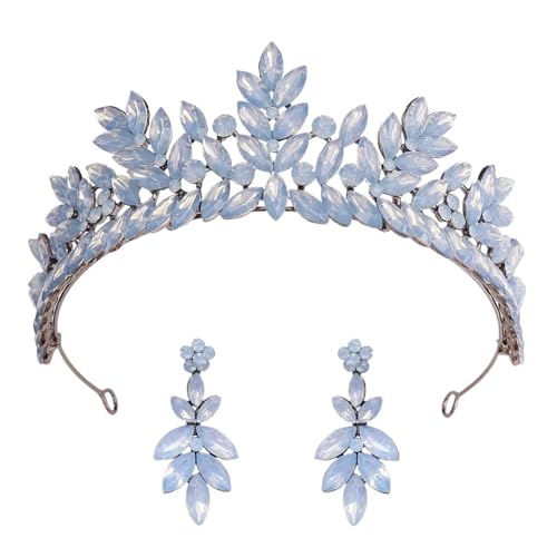 Krone Kronen-Diadem Mode Stirnbänder Brautkronen Vintage Metall Kristall Tiara for Frauen Hochzeit Party Kleid elegante Königin Braut Braut Krone geeignet for Hochzeit Tiara(Blue Opal Set) von PZOFERLIN