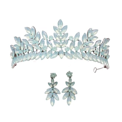 Krone Kronen-Diadem Mode Stirnbänder Brautkronen Vintage Metall Kristall Tiara for Frauen Hochzeit Party Kleid elegante Königin Braut Braut Krone geeignet for Hochzeit Tiara(Green Opal Set) von PZOFERLIN