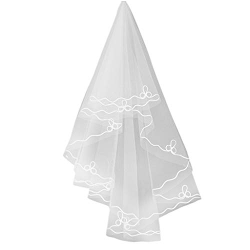 PZOFERLIN Brautschleier Bridal Tulle Veil Single Layer Long White Water Soluble Mesh Wavy Ribbon Trim Without Comb PZOFERLIN Brautschleier Bridal Tulle Veil Single Layer Long White Water Soluble Mesh Wavy Ribbon Trim Without Comb von PZOFERLIN