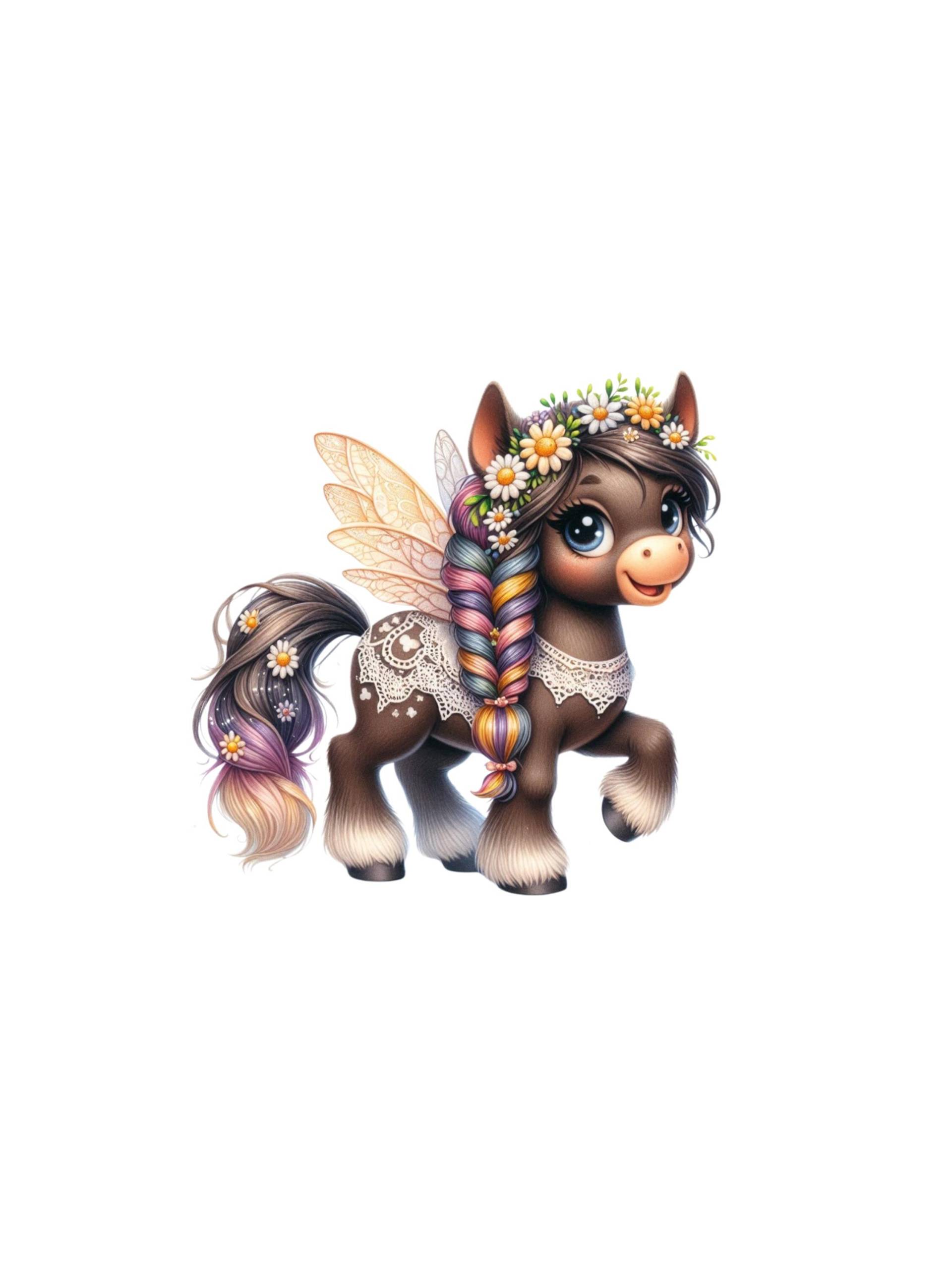 Bügelbild "Boho Pony Mit Flügel" Pferd Blumen/12cm Bügelbild "Boho Pony Mit Flügel" Pferd Blumen/12cm von PaEmiStoffe