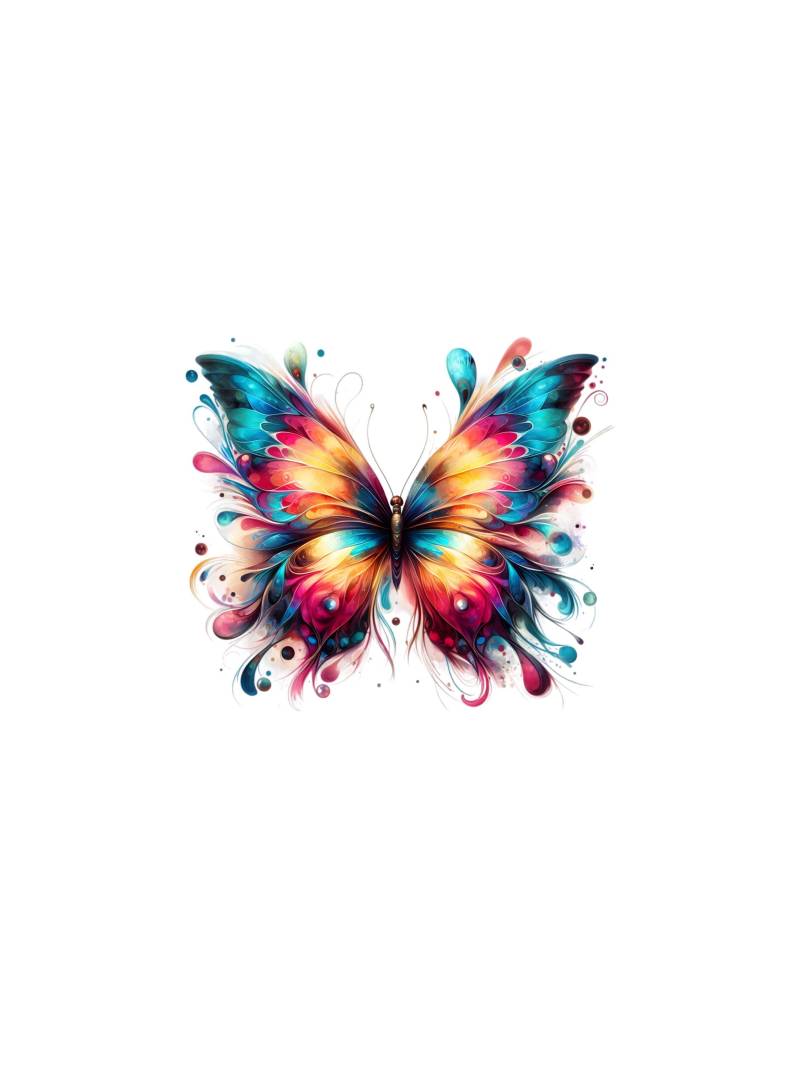 Bügelbild "Schmetterling Bunt" Pink Gelb Türkis/Sommer Frühling Butterfly 12cm von PaEmiStoffe