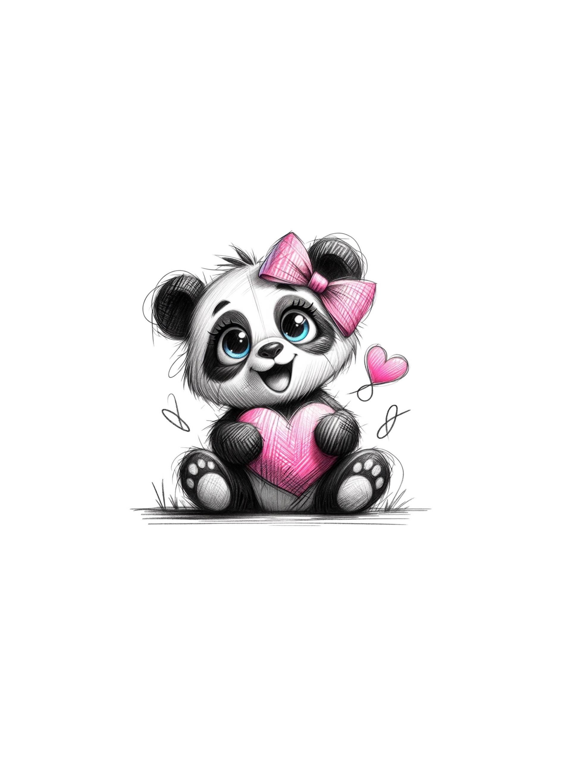 Bügelbild "Sweet Panda" Süßer Panda Pinke Schleife/10cm Bügelbild "Sweet Panda" Süßer Panda Pinke Schleife/10cm von PaEmiStoffe